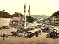 Kaptol, kaptolska tržnica, oko 1905. godine, kolorirano